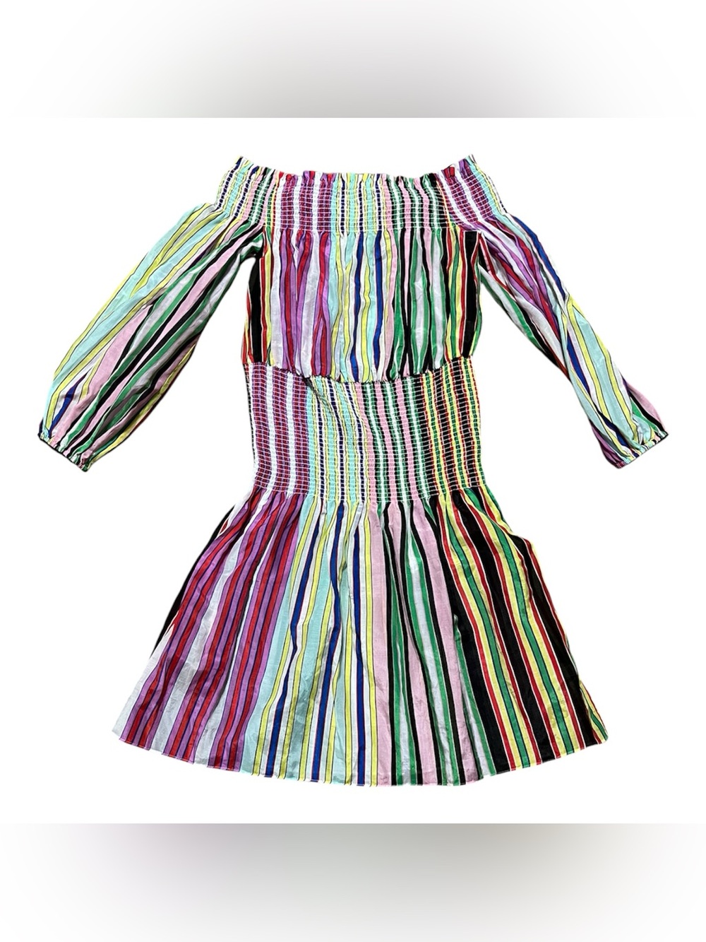 Diane von Furstenberg Multicolor Off-Shoulder Cotton Silk Mini Dress Size